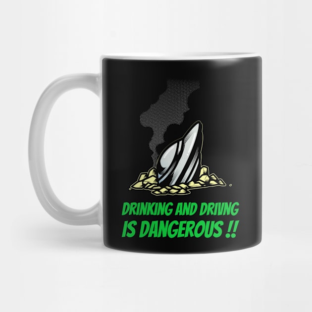 Drinking and driving is dangerous, masks, mugs, hoodies, stickers, by BostonBulldog